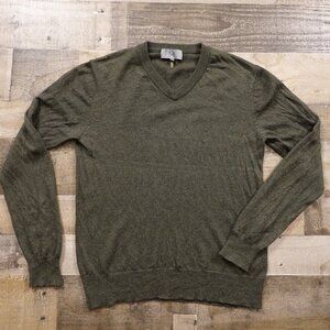 Qi New York wool cashmere sweatshirt men's medium peat‎ green